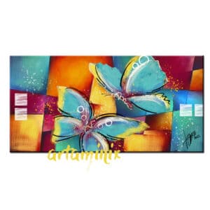 Quadro colorato con bellissime farfalle astratte